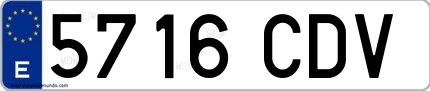 Ejemplo de matrícula española 5716 CDV
