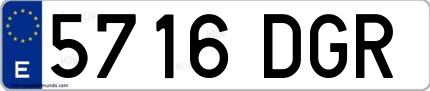 Ejemplo de matrícula española 5716 DGR