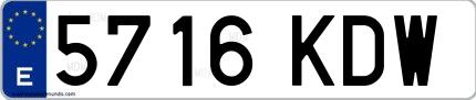 Ejemplo de matrícula española 5716 KDW