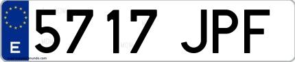 Ejemplo de matrícula española 5717 JPF