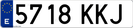 Ejemplo de matrícula de coche ordinaria 5718 KKJ
