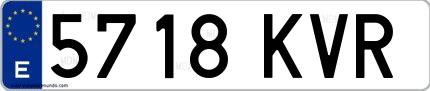 Ejemplo de matrícula española 5718 KVR