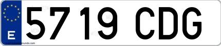 Ejemplo de matrícula española 5719 CDG
