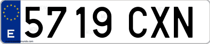 Ejemplo de matrícula de coche ordinaria 5719 CXN