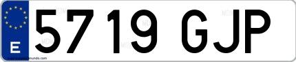 Ejemplo de matrícula española 5719 GJP