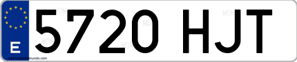 Ejemplo de matrícula de coche ordinaria 5720 HJT