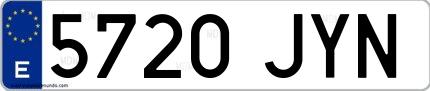 Ejemplo de matrícula española 5720 JYN