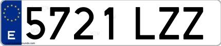 Ejemplo de matrícula de coche ordinaria 5721 LZZ