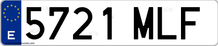 Ejemplo de matrícula de coche ordinaria 5721 MLF