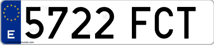 Ejemplo de matrícula de coche ordinaria 5722 FCT