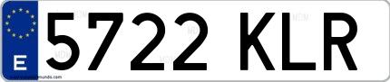 Ejemplo de matrícula de coche ordinaria 5722 KLR