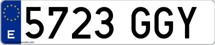 Ejemplo de matrícula de coche ordinaria 5723 GGY