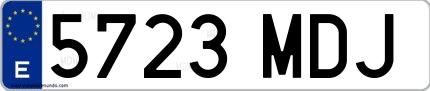 Ejemplo de matrícula española 5723 MDJ