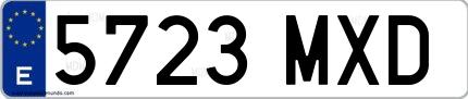 Ejemplo de matrícula española 5723 MXD