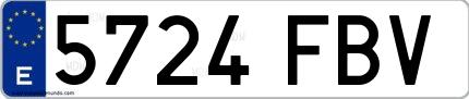 Ejemplo de matrícula española 5724 FBV