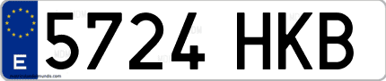 Ejemplo de matrícula de coche ordinaria 5724 HKB