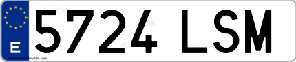 Ejemplo de matrícula de coche ordinaria 5724 LSM