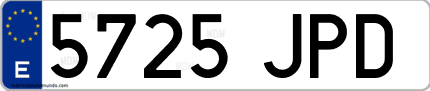 Ejemplo de matrícula de coche ordinaria 5725 JPD
