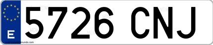 Ejemplo de matrícula de coche ordinaria 5726 CNJ