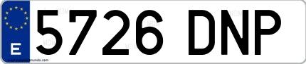 Ejemplo de matrícula española 5726 DNP