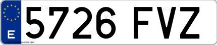 Ejemplo de matrícula española 5726 FVZ