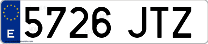 Ejemplo de matrícula de coche ordinaria 5726 JTZ
