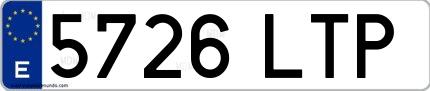 Ejemplo de matrícula española 5726 LTP