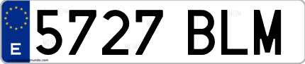 Ejemplo de matrícula de coche ordinaria 5727 BLM