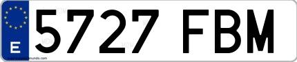 Ejemplo de matrícula española 5727 FBM
