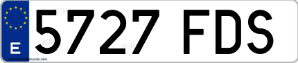 Ejemplo de matrícula de coche ordinaria 5727 FDS