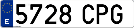 Ejemplo de matrícula de coche ordinaria 5728 CPG