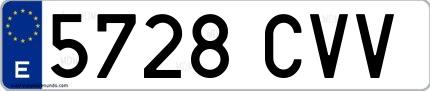 Ejemplo de matrícula española 5728 CVV