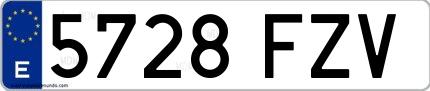 Ejemplo de matrícula española 5728 FZV