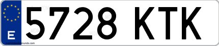 Ejemplo de matrícula de coche ordinaria 5728 KTK