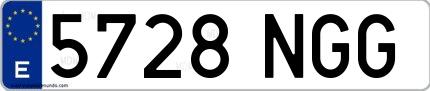 Ejemplo de matrícula española 5728 NGG
