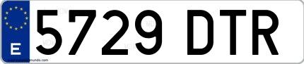 Ejemplo de matrícula española 5729 DTR