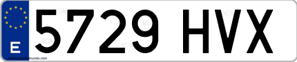 Ejemplo de matrícula de coche ordinaria 5729 HVX