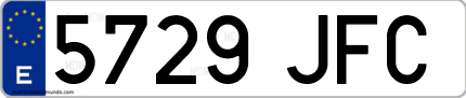 Ejemplo de matrícula de coche ordinaria 5729 JFC