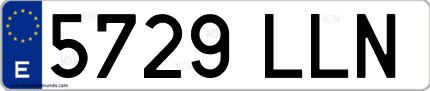 Ejemplo de matrícula de coche ordinaria 5729 LLN