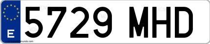 Ejemplo de matrícula española 5729 MHD