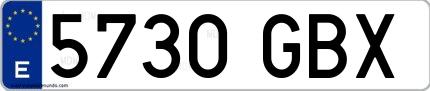 Ejemplo de matrícula española 5730 GBX