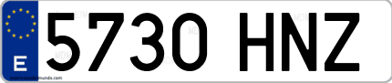 Ejemplo de matrícula de coche ordinaria 5730 HNZ