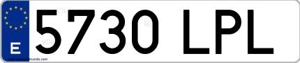 Ejemplo de matrícula española 5730 LPL
