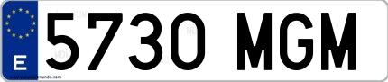 Ejemplo de matrícula española 5730 MGM