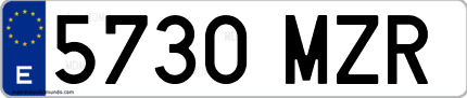 Ejemplo de matrícula de coche ordinaria 5730 MZR