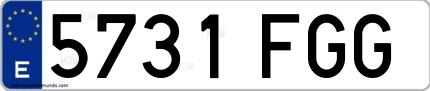 Ejemplo de matrícula española 5731 FGG