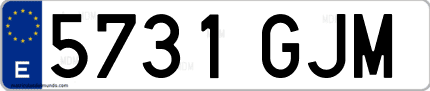 Ejemplo de matrícula de coche ordinaria 5731 GJM