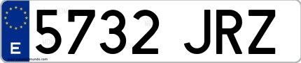 Ejemplo de matrícula española 5732 JRZ