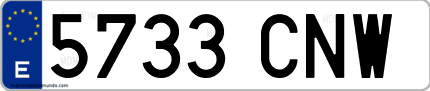 Ejemplo de matrícula de coche ordinaria 5733 CNW