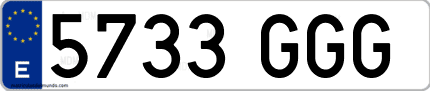 Ejemplo de matrícula de coche ordinaria 5733 GGG